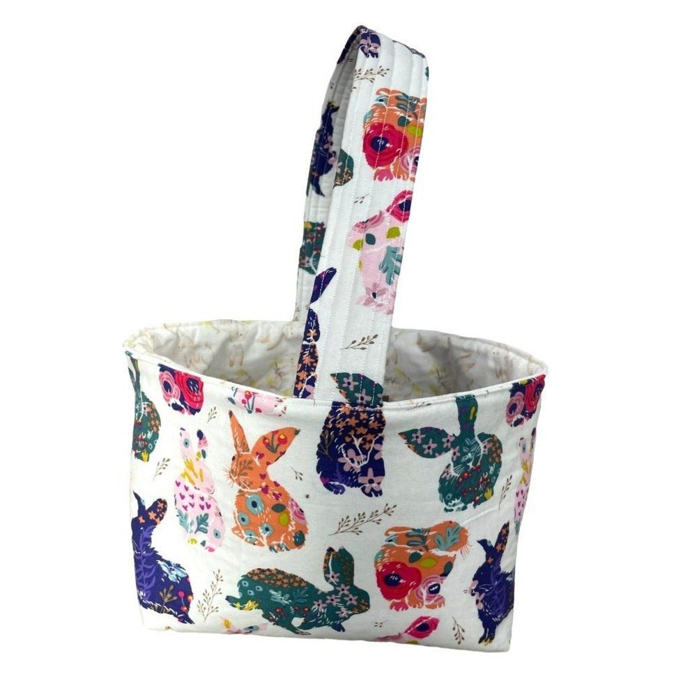 Handmade Reversible Bunny Rabbit Girls Boho‎ Boutique Easter Basket Bucket